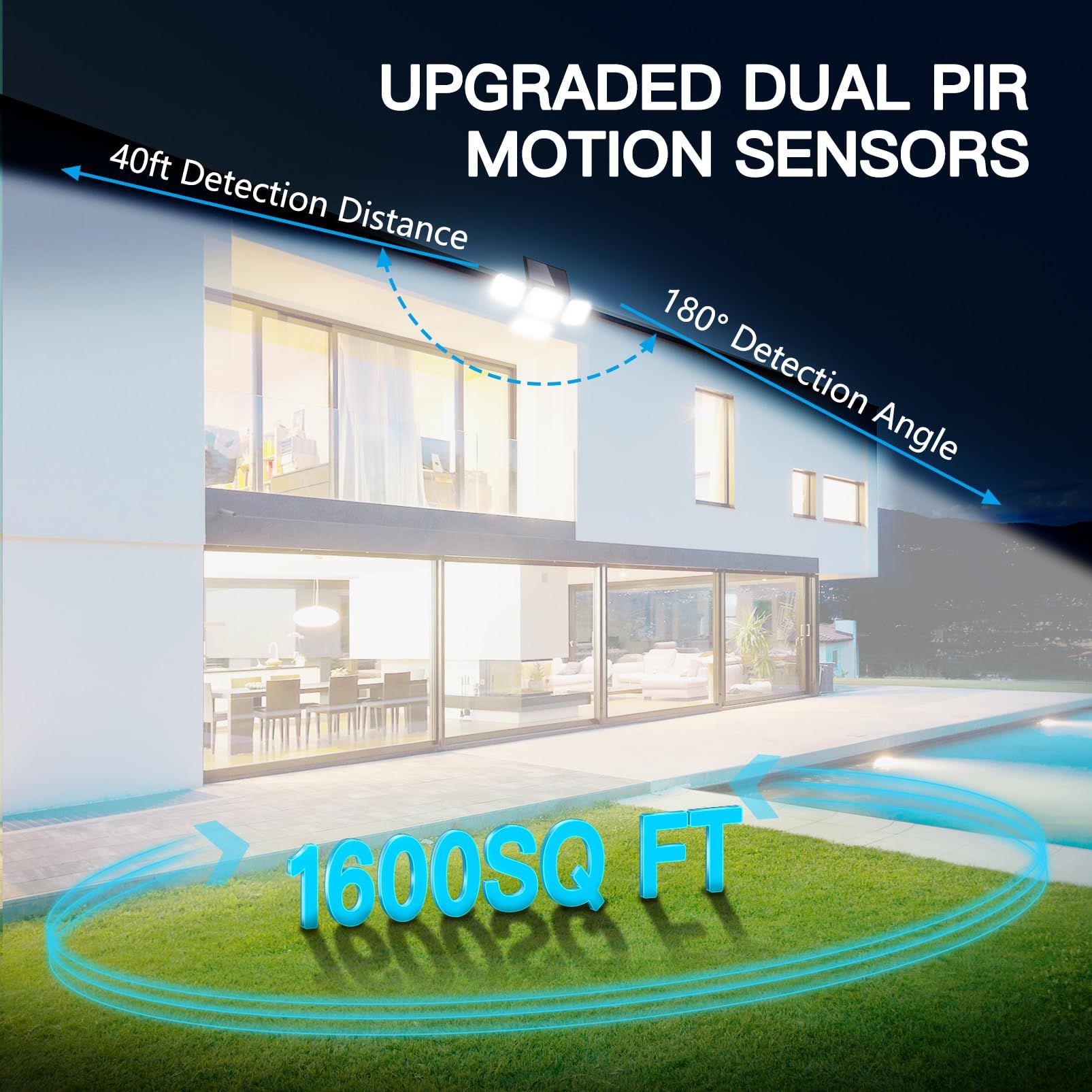 Solar Security Lights Outdoor - Dual Motion Sensor 296 LED 3500LM 7000K ...