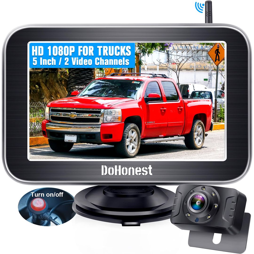 DoHonest Wireless Reversing Camera HD 1080P 5 Inch Split Screen Monitor ...