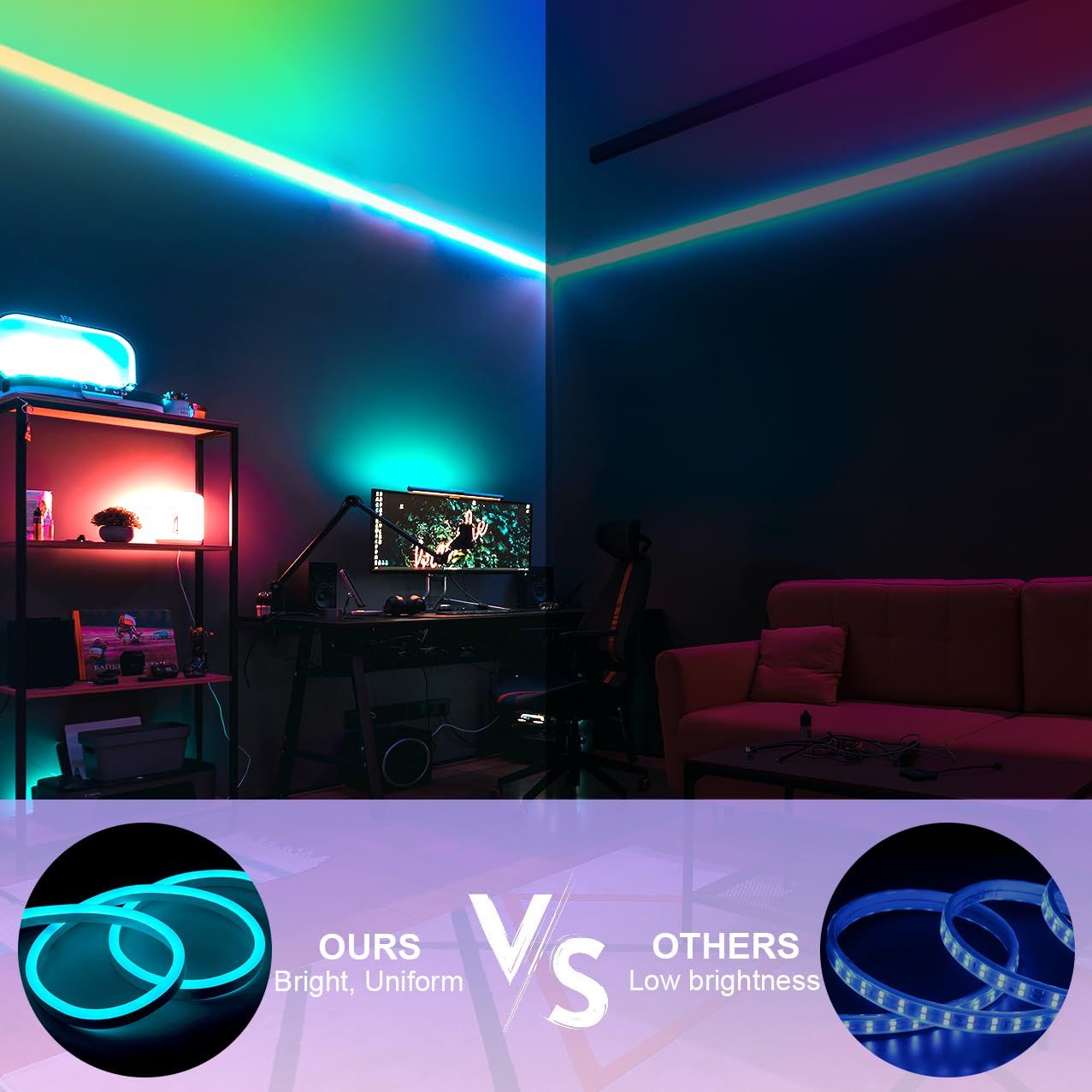 KSIBNW LED Strip RGB Neon Outdoor Waterproof 82ft/25m, LED Rope Lights ...