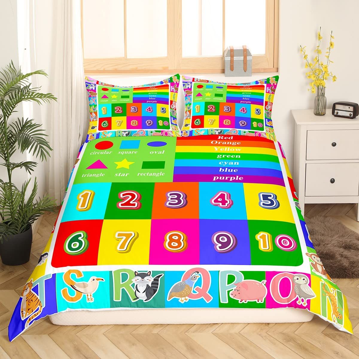 Numbers Bedding Loussiesd Kids Educational Duvet Cover Set Playtime Collection Abc ...